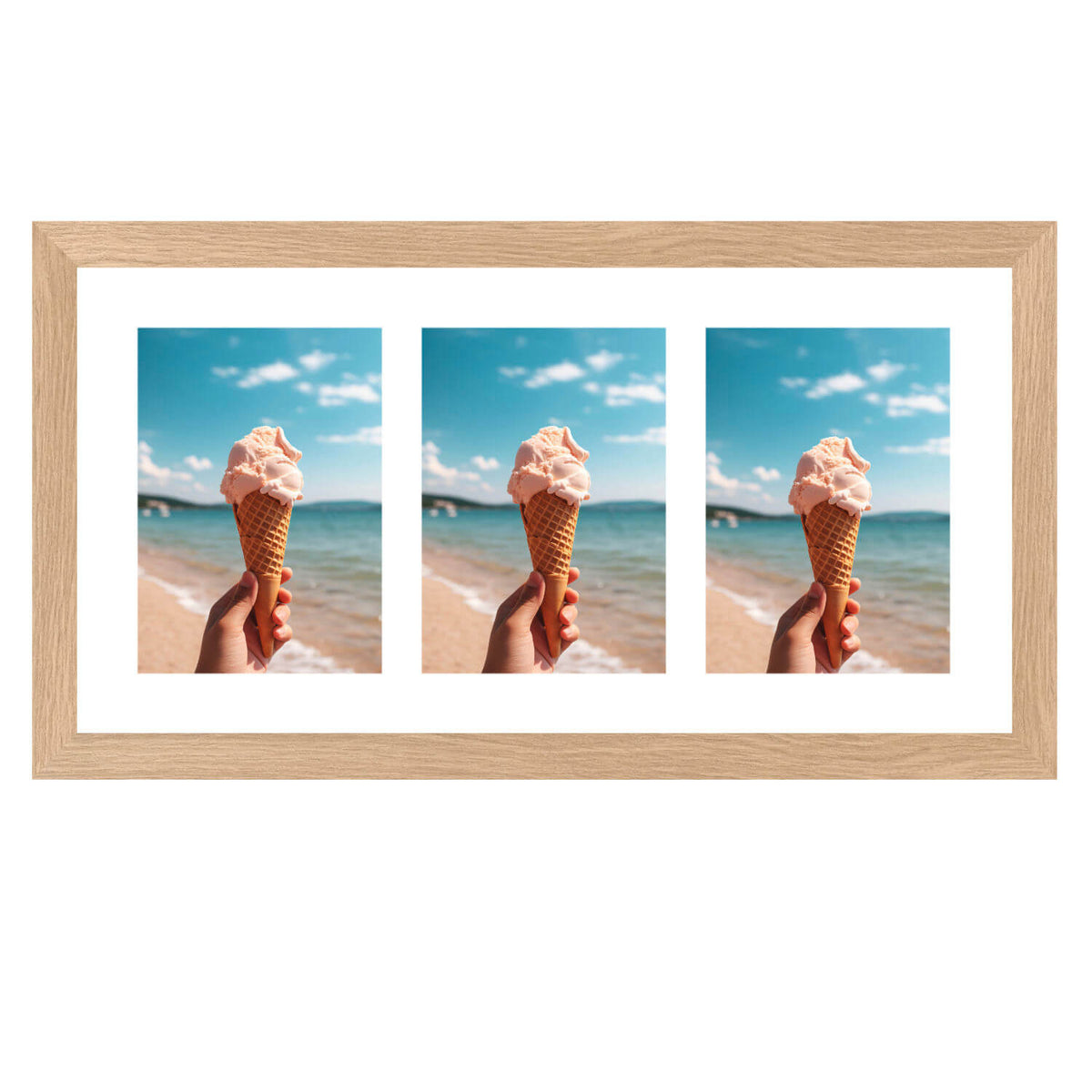 Fotokader Anima - drieluik 13x18 cm - essenhout kleur