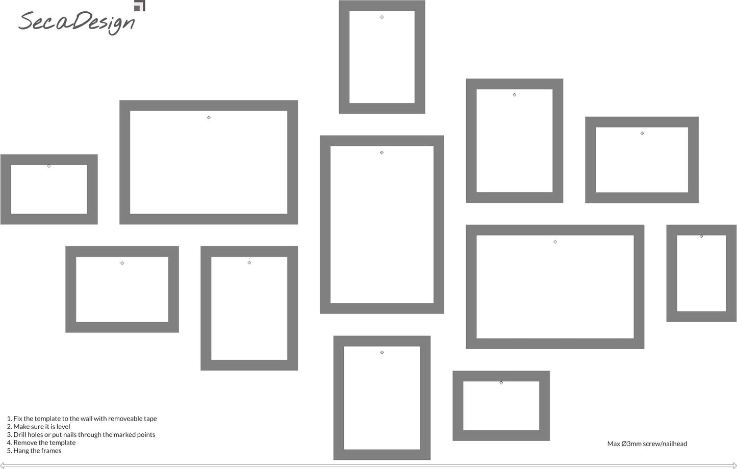 Fotomuur - 12 fotokaders - SecaDesign Piazza Gallery - bruin