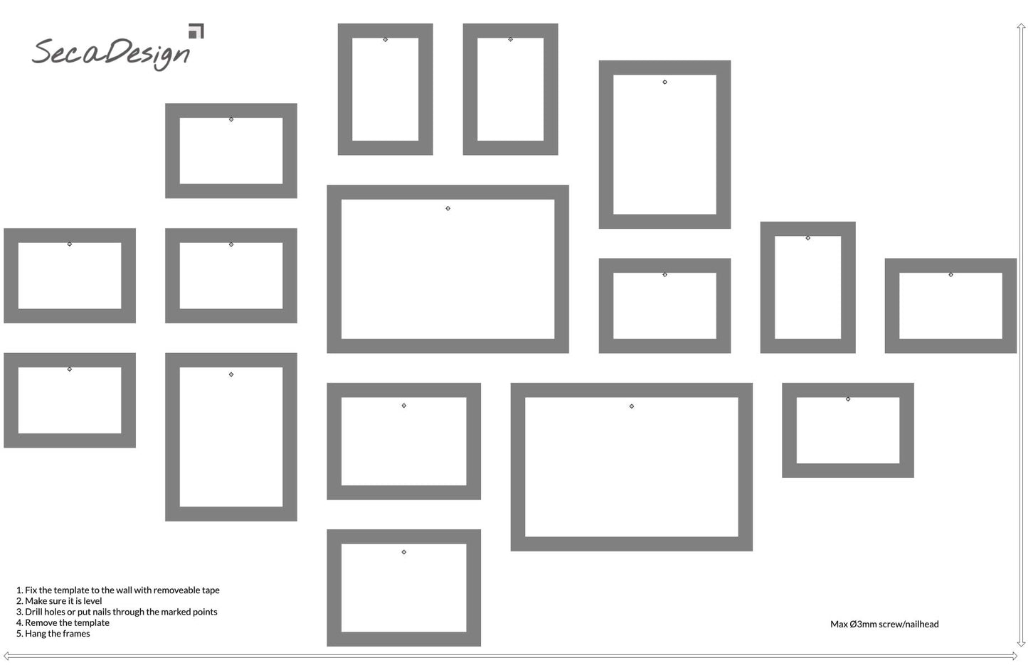 Fotomuur - 16 fotokaders - SecaDesign Piazza Gallery - zwart