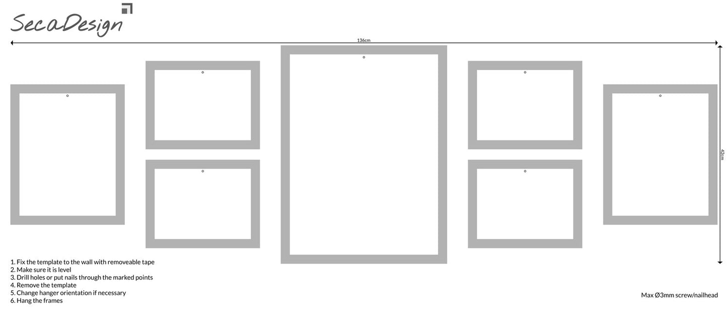 Fotomuur - SecaDesign Gallery 7 fotokaders - wit