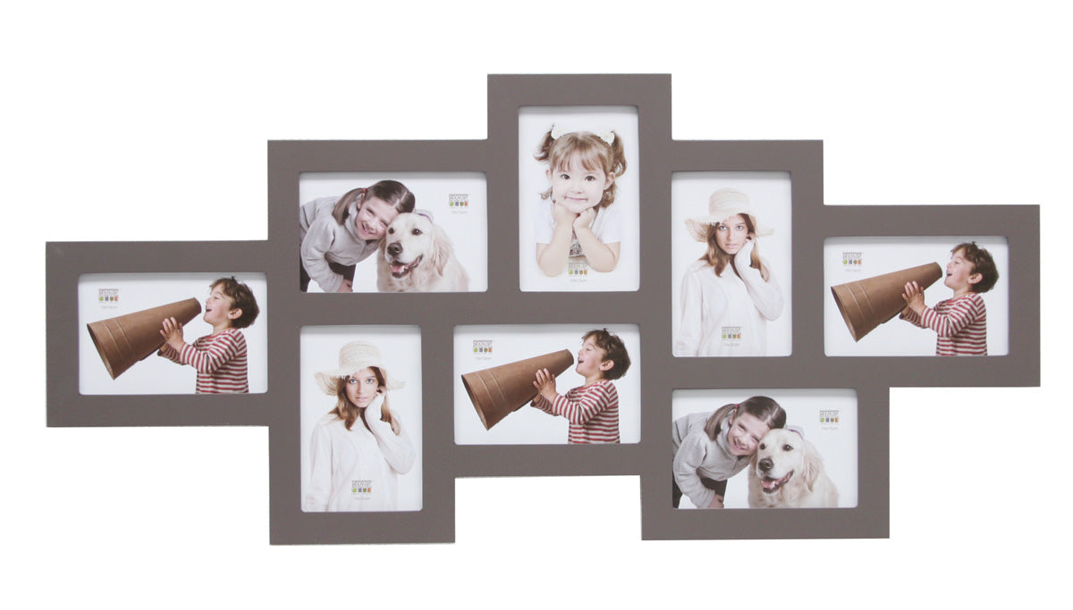 Multi fotolijst - acht 10x15cm foto's - taupe