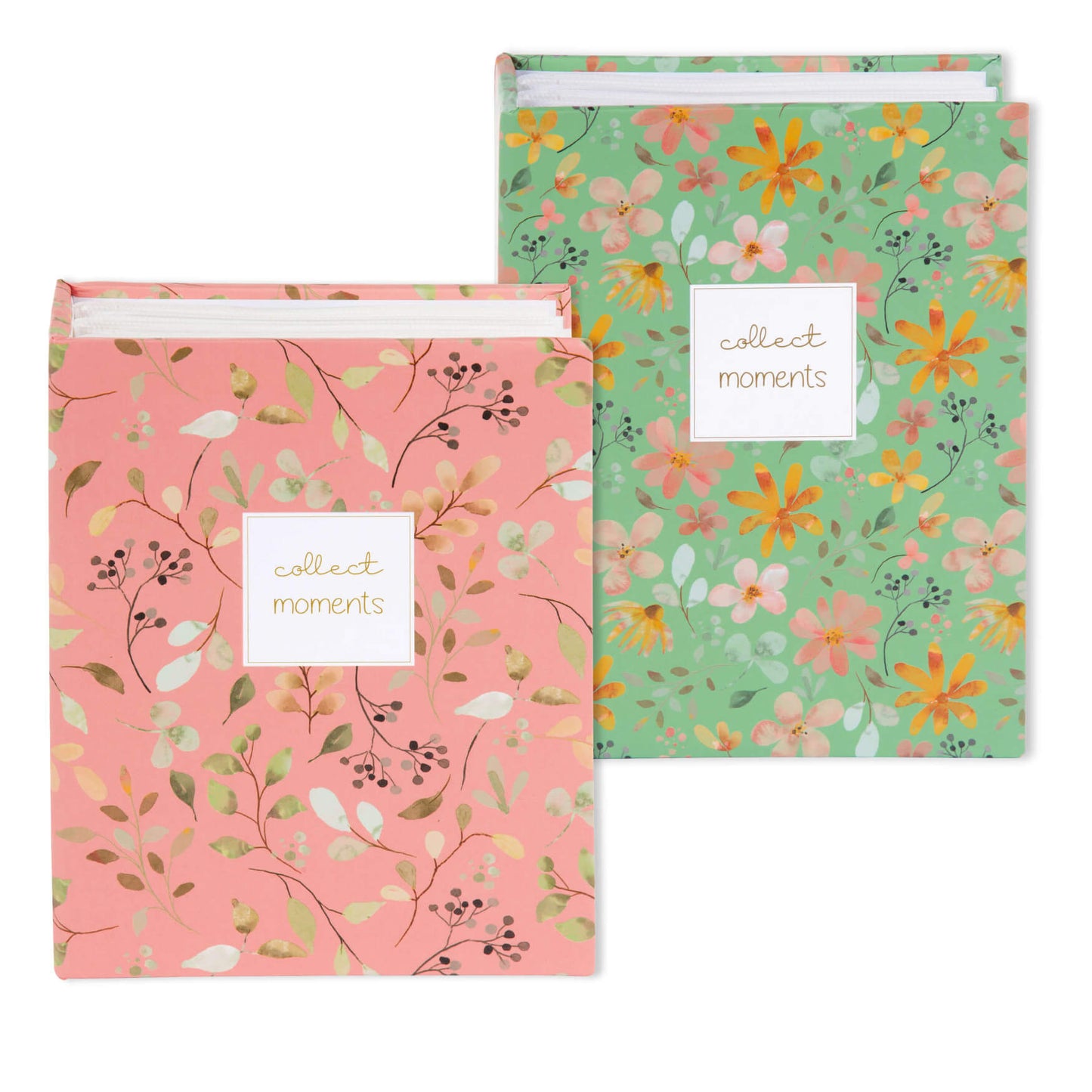 Goldbuch Insteek fotoalbum Floral - 100 foto's 10x15 cm - Set 1x groen / 1x roze